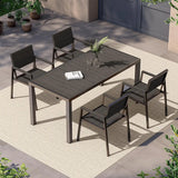 Vexwalx Outdoor Dining Set, Aluminum Dining Table Set for 4, Patio Table and Chairs Set with Umbrella Hole, All Weather HDPS Outdoor Table and Chairs for 4 (5-Piece, Charcoal)