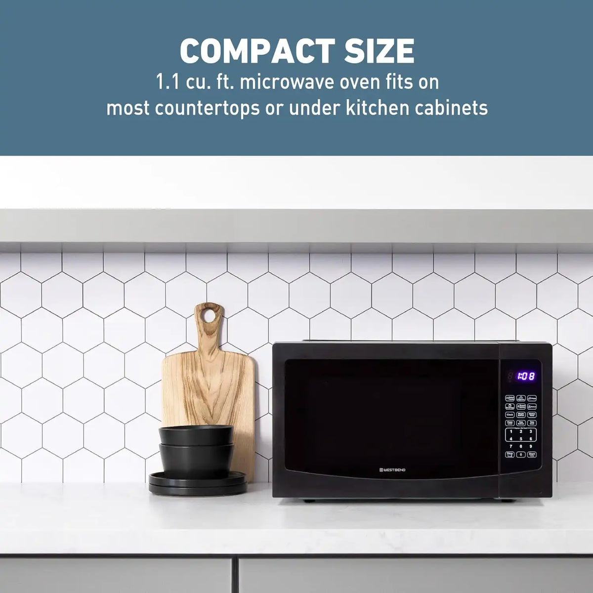 West Bend Microwave Oven, 1000 Watts, 1.1 cu. ft., in Black