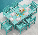 SERWALL 7 Pcs Outdoor Dining Set, 67" HDPE Dining Set for 6, Aruba