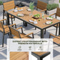 Vexwalx 67" HDPS Outdoor Patio Dining Table, Aluminum-Edged Outdoor Dining Table with Umbrella Hole, Weather-Resistant for Lawn, Garden, Poolside and Indoor Use, Gray&Teak