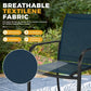 SUNCROWN 6 - Piece Outdoor Dining Set, Patio Furniture Set with 4 Textilene Dinning Chairs, 1 Steel Slat Metal Bistro Table and 1 Brown 9Ft Patio Umbrella for Lawn Garden Backyard Deck, Blue