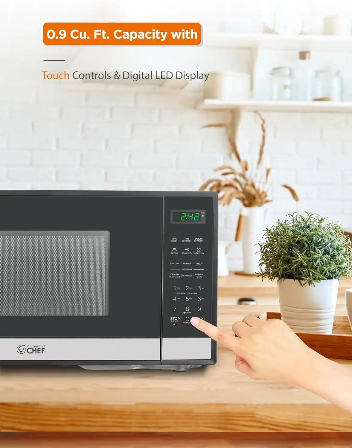 Commercial Chef 0.9 Cu. Ft. Countertop Microwave Oven, CHM9MS