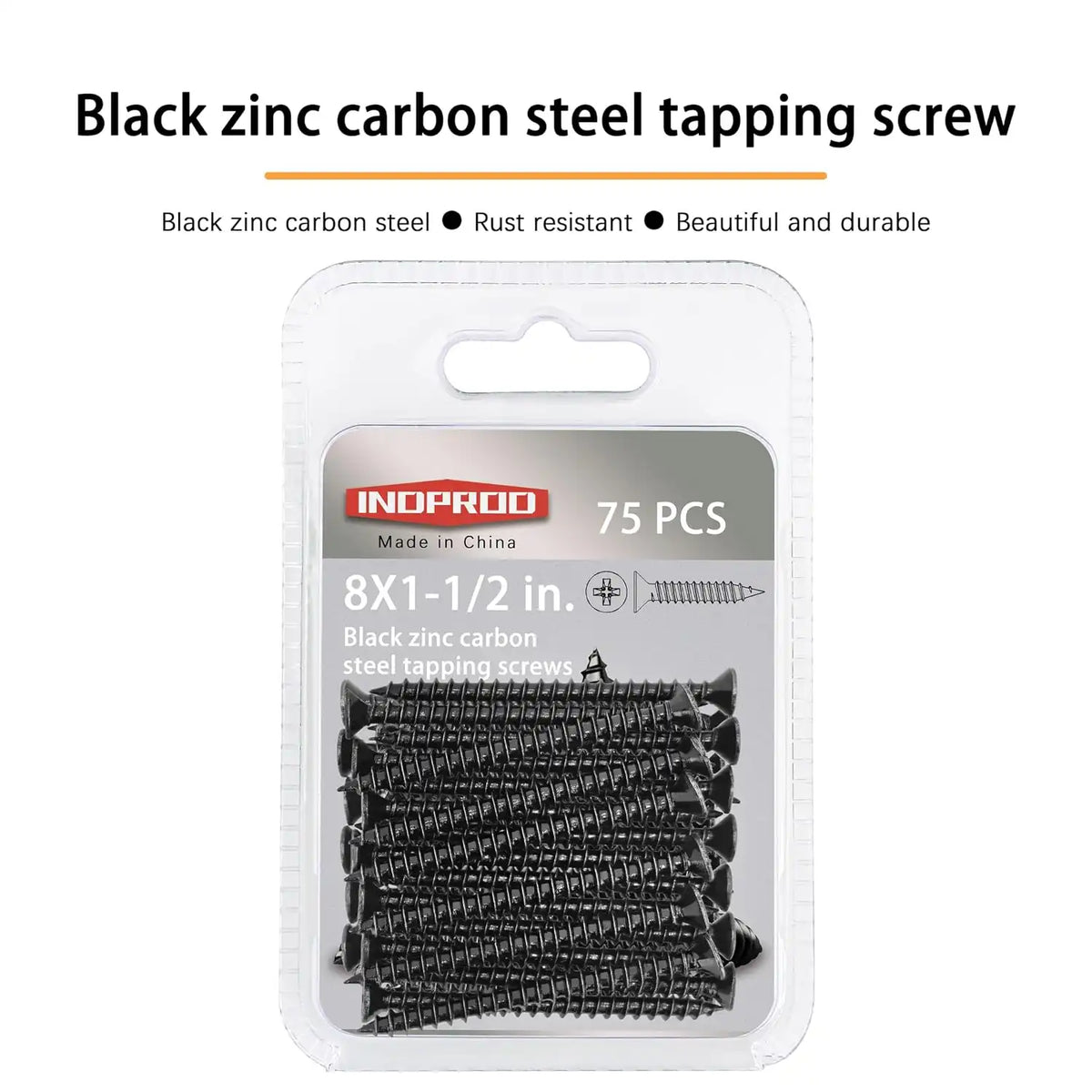 #8 X 1-1/2" Black Screw,Flat Head Phillips Wood Screw, Electroplating Black Carbon Steel, #8 X 1-1/2-Inch, 75Pcs