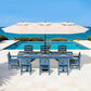 SERWALL 9Pcs HDPE Outdoor Dining Set w/6 Armless, 2 Armchairs for 8,Blue