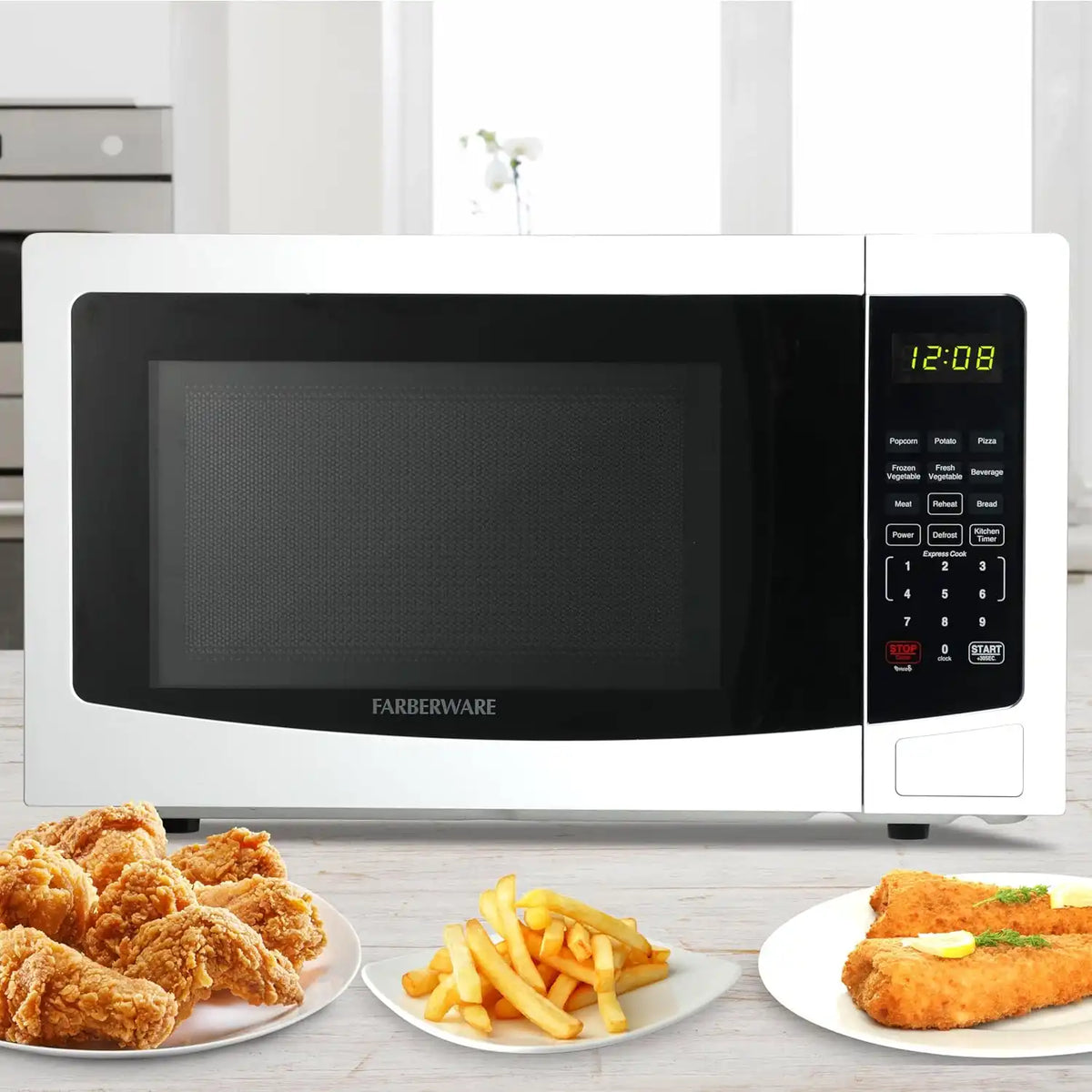 Farberware White Microwave Oven, 1.1 Cu. Ft., 1000 Watts, Countertop