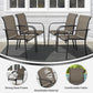 SUNCROWN 8 - Piece Outdoor Dining Set, Patio Furniture Set with 6 Textilene Dinning Chairs, 1 Rectangle Metal Table and 1 Sky Blue 9Ft Patio Umbrella for Lawn Garden Backyard Deck, Brown