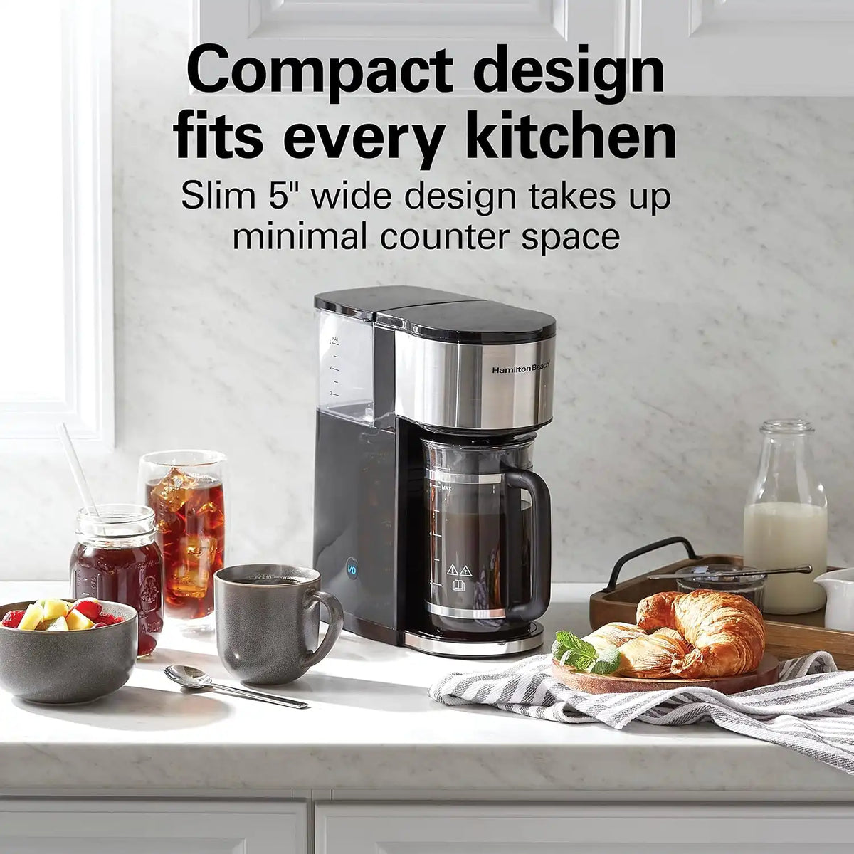 Hamilton Beach Home Barista 7-in-1 Small Coffee Maker with Seven Ways to Brew, 6 Cup Carafe, Drip, Single Serve, French Press, Pour Over, Cold Brew, Easy-Fill Reservoir, Black (46251)