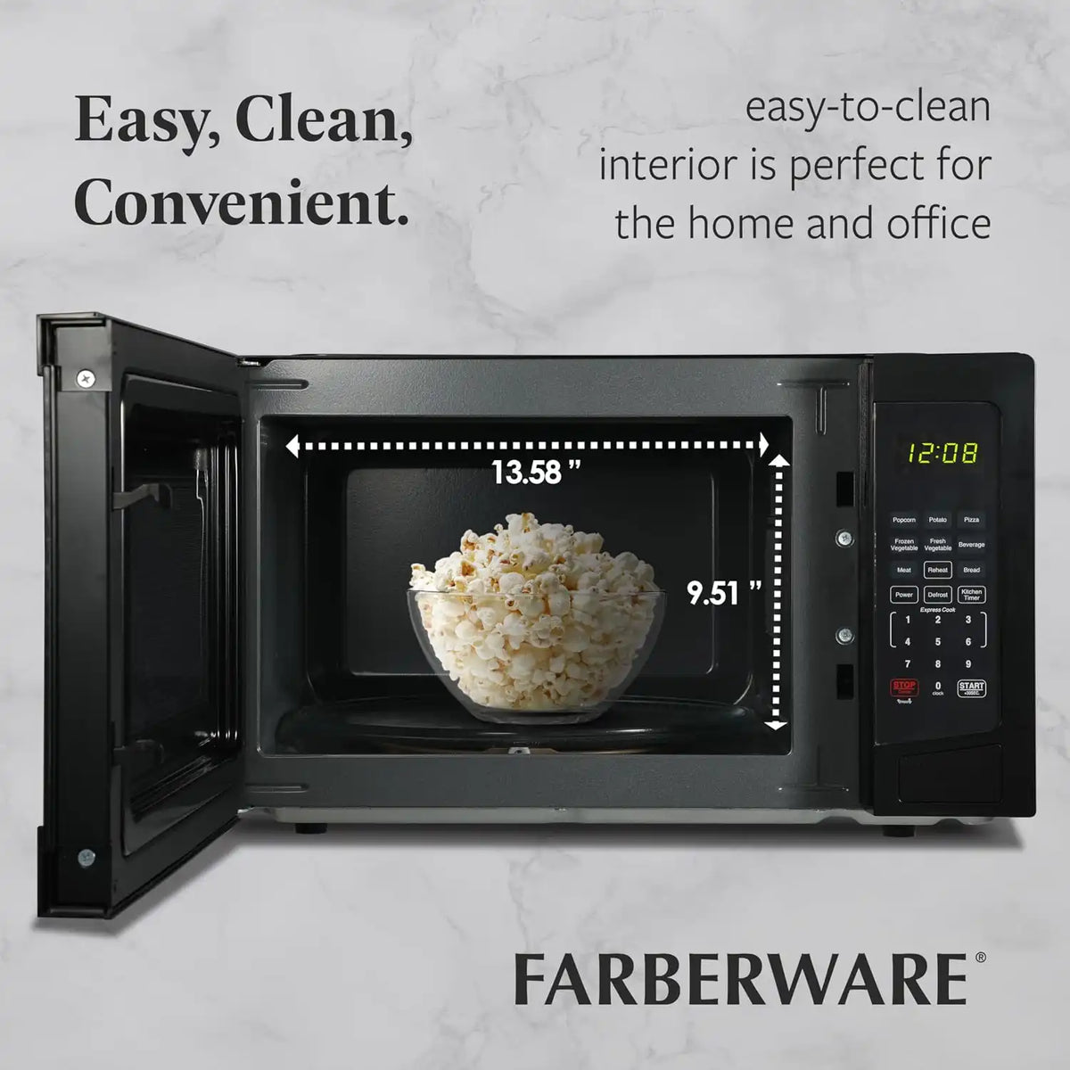Farberware Black Microwave Oven, 1.1 Cu. Ft., 1000 Watts, Countertop