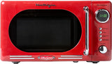 Nostalgia Retro Compact Countertop Microwave Oven - 0.7 Cu. Ft. - 700-Watts with LED Digital Display - Child Lock - Easy Clean Interior - Red