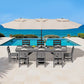 SERWALL 9Pcs 84" HDPE Outdoor Dining Set for 8 with Armless Chairs,Gray