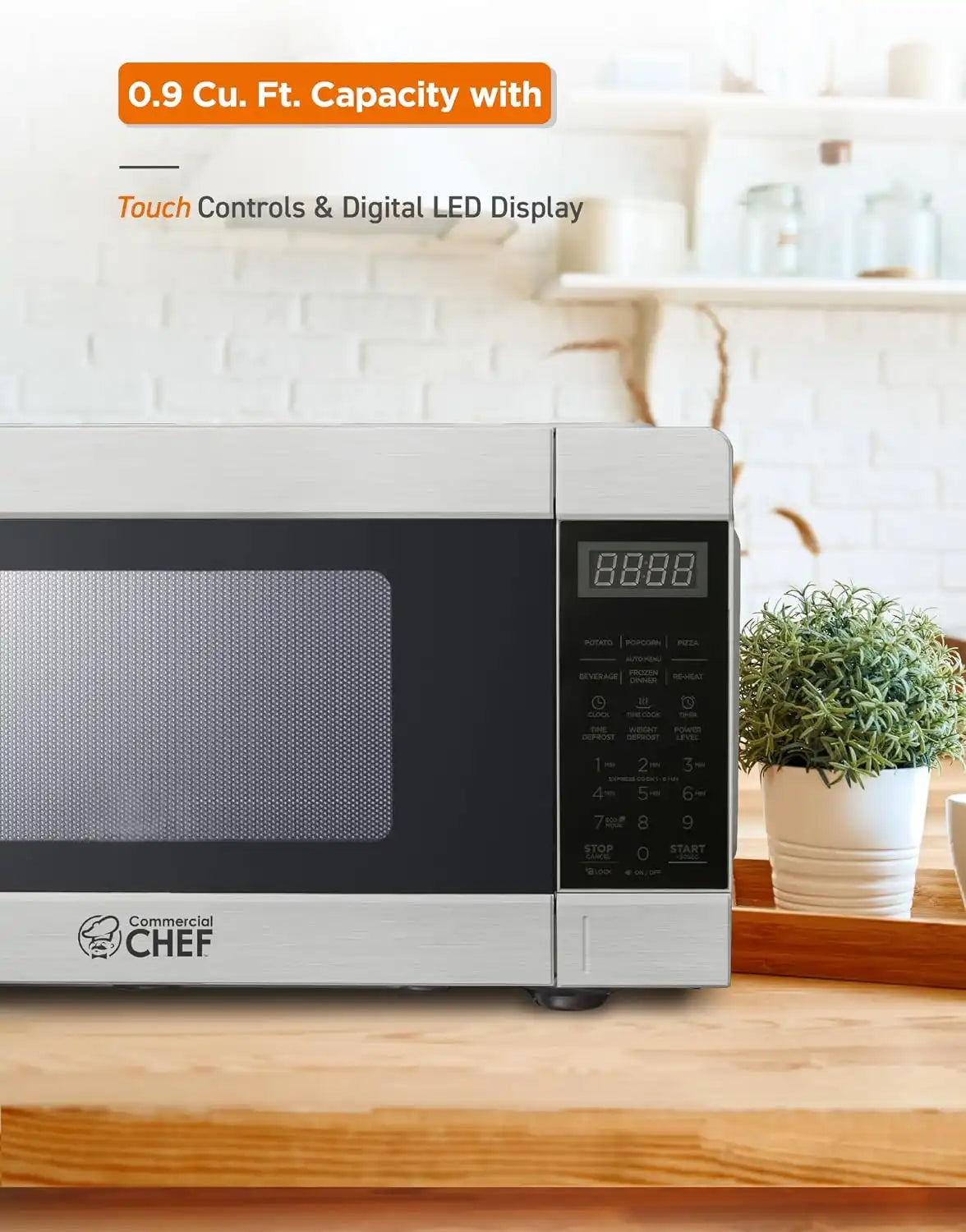 Commercial Chef 0.9 Cu. Ft. Countertop Microwave Oven, CHM009