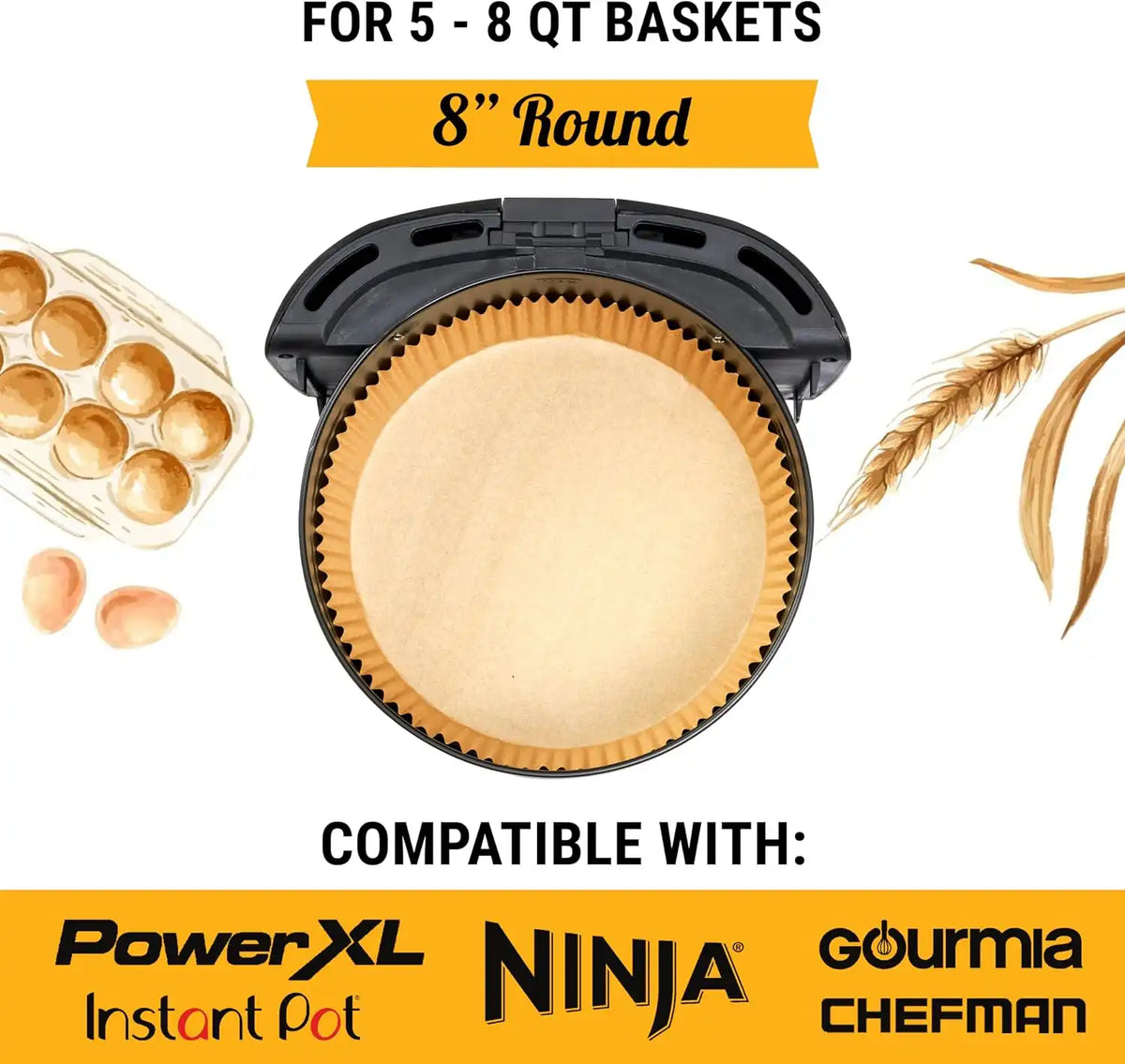 250 pcs Air Fryer Liners for Ninja, Round Disposable Airfryer Paper Liners