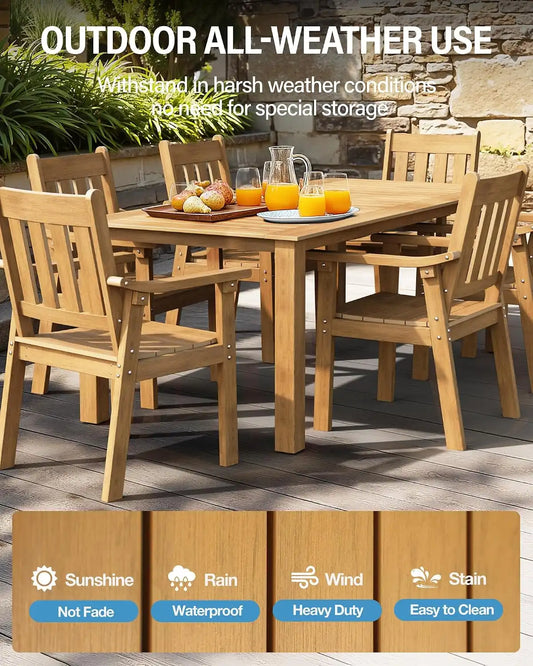 YEFU Outdoor Patio Chairs Set of 2, Weather Resistant HIPS, Teak