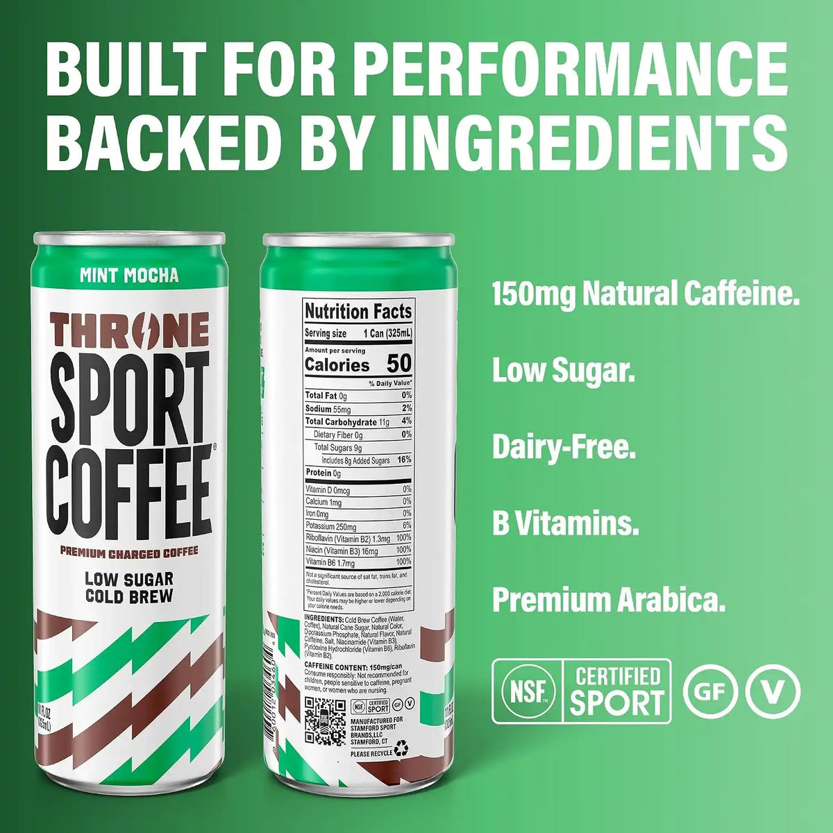 Throne Sport Coffee Cold Brew, Low Sugar, Dairy Free, 4 Flavors, 6Pk