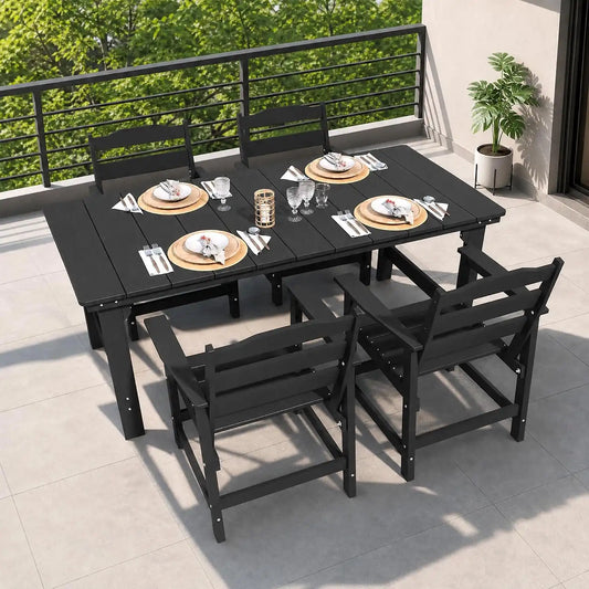 THOEOE Outdoor Dining Set for 4, 50 inch Patio Table and Chairs set, HDPE