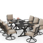 ALAULM 9-Piece Patio Dining Set,Outdoor Metal Dining Set with 8 Swivel Chairs & Rectangle Table with 1.5 Umbrella Hole, Patio Dining Table and Chairs for Backyard, Sand