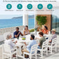 SERWALL 9Pcs HDPE Outdoor Dining Set w/6 Armless, 2 Armchairs for 8,White