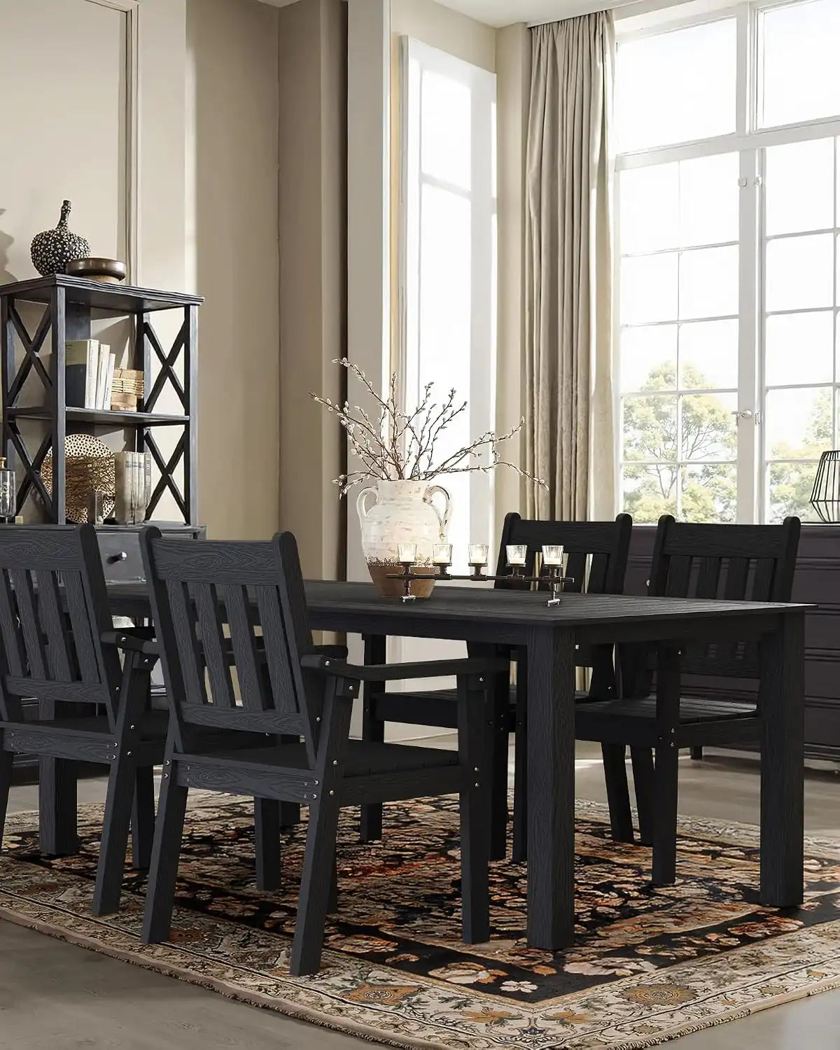 YEFU Patio Dining Chairs Set of 4, Weather Resistant HIPS, Black