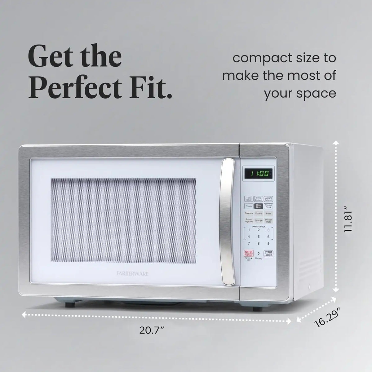 Farberware Countertop Microwave Oven, 1.1 cu. ft., 1000 Watts, White