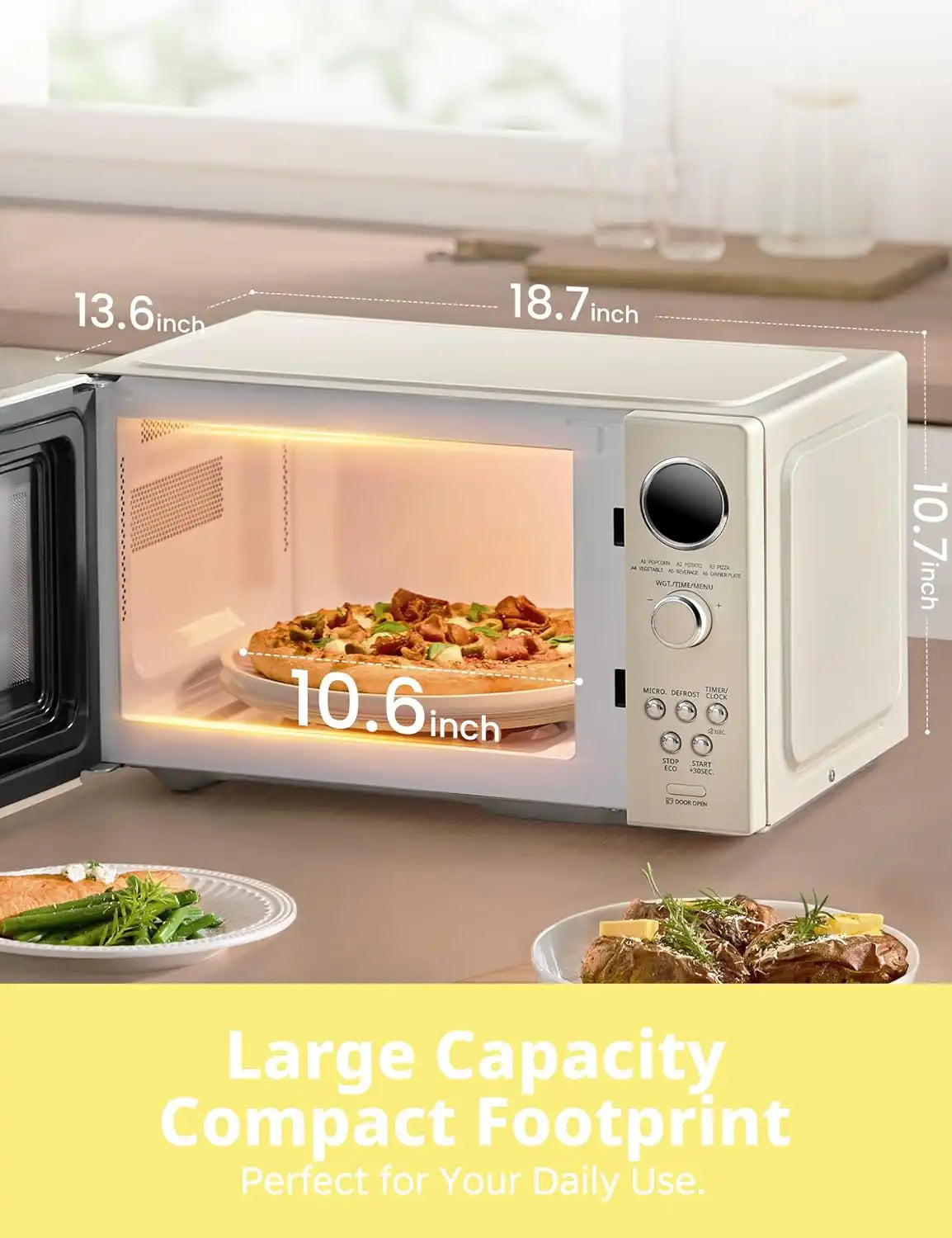 COMFEE' Retro Microwave Oven, 0.9 Cu.Ft 900W Countertop, Apricot