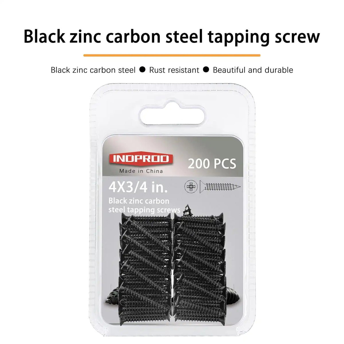 #4 X 3/4" Black Screw,Flat Head Phillips Wood Screw, Electroplating Black Carbon Steel, #4 X 3/4-Inch, 200Pcs