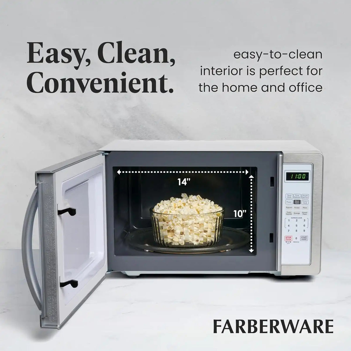 Farberware Countertop Microwave Oven, 1.1 cu. ft., 1000 Watts, White