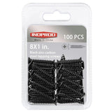 #8 X 1 Black Screw,Flat Head Phillips Wood Screw, Electroplating Black Carbon Steel, #8 X 1-Inch, 100Pcs