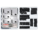 #4#8#10 Wood Screws Assortment Kit 175pcs, Phillips Flat Head Self Tapping Screws, Black Zinc Plated, Carbon Steel, Assorted Screws for Metal & Wood, Black Wood Screws - 1/2",3/4",1",1-1/2"