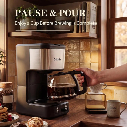 5 Cup Programmable Coffee Maker,Drip Coffee Maker,Timer,25Oz,Black