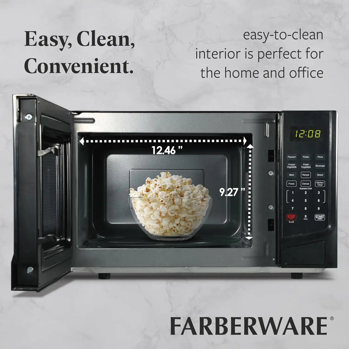 Farberware Black Microwave Oven, 0.9 Cu. Ft., 900 Watts, Countertop