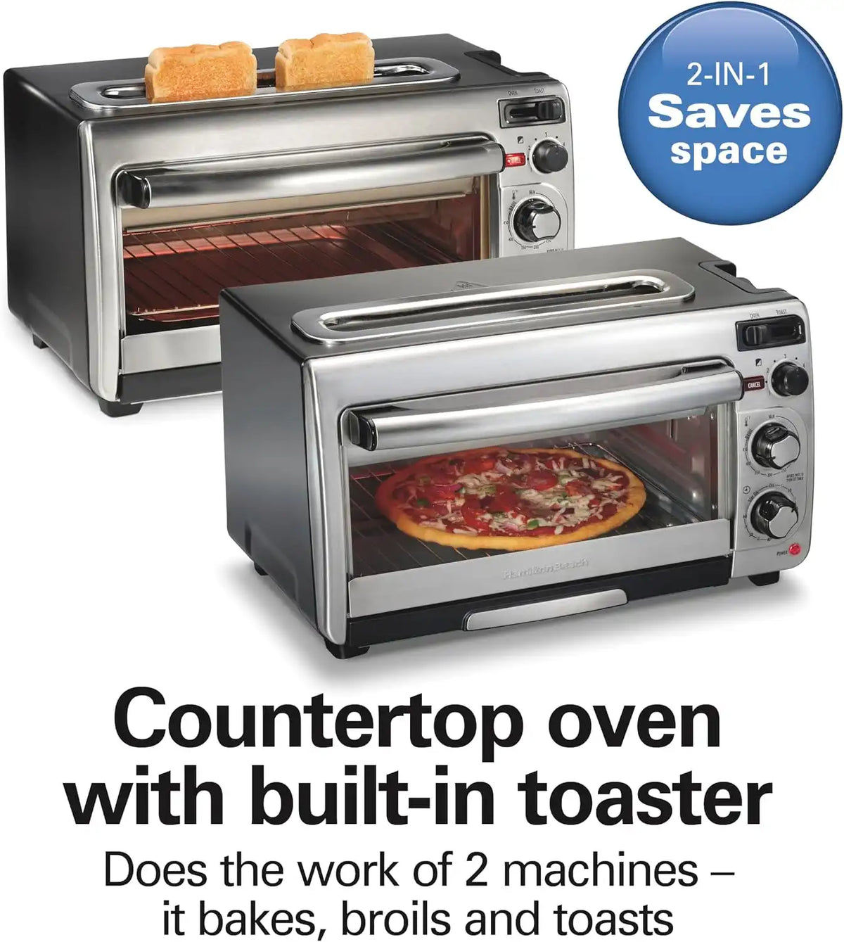 Hamilton Beach 2-in-1 Countertop Toaster Oven and Long Slot 2 Slice Toaster