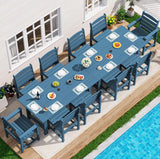 SERWALL HDPE Outdoor Dining Furniture, Outdoor Dining Set for 10, Blue