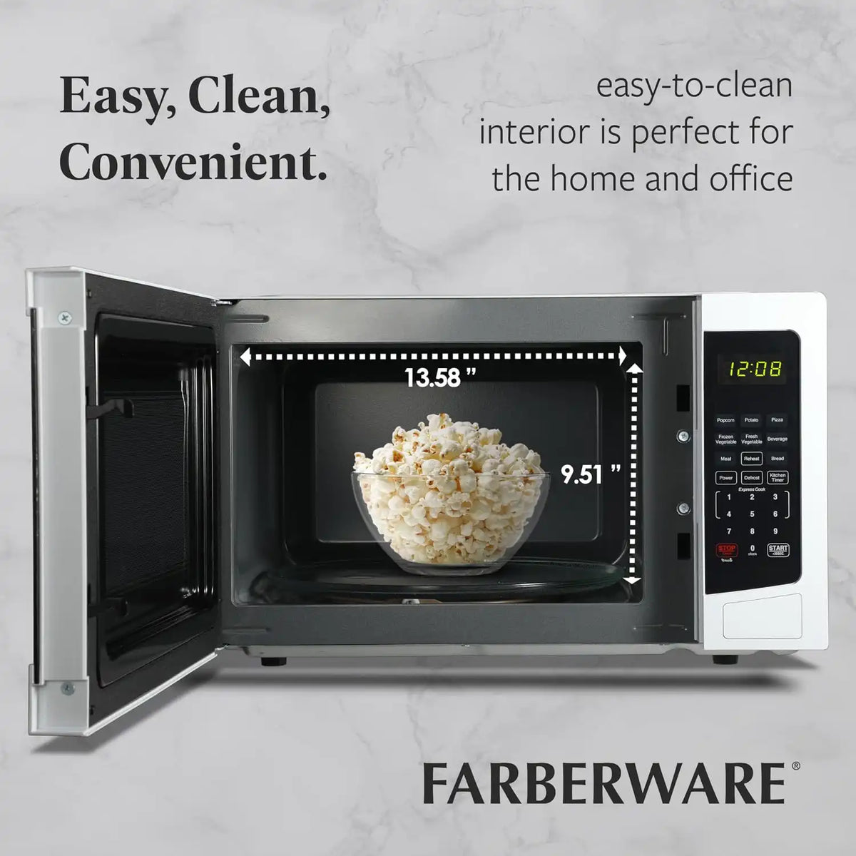Farberware White Microwave Oven, 1.1 Cu. Ft., 1000 Watts, Countertop