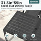 Pamapic Outdoor Dining Sets for 6, Rectangular Steel Slat Table with 6 Textilene Chairs, 7 Piece Patio Table and Chairs Set with Umbrella Hole for Patio, Backyard, Poolside (Black, No Umbrella)
