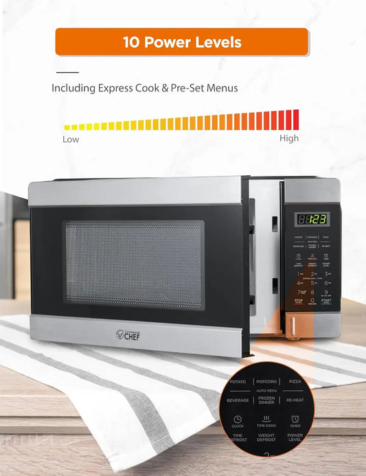 Commercial Chef 1.1 Cu. Ft. Countertop Microwave Oven, CHCM11100SSB