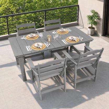 THOEOE Patio Dining Set for 4, HDPE 50 inch Outdoor Table and Chairs