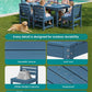 SERWALL Armless Outdoor Dining Set, Patio Dining Set for 6, Blue