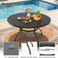 SUNCROWN 8-Piece Outdoor Dining Set, All Weather Patio Furniture Sets with 6 Dark Blue Swivel Textilene Mesh Chairs & Round Metal Table & 1 Light Blue 9Ft Umbrella for Deck Garden Backyard Poolside