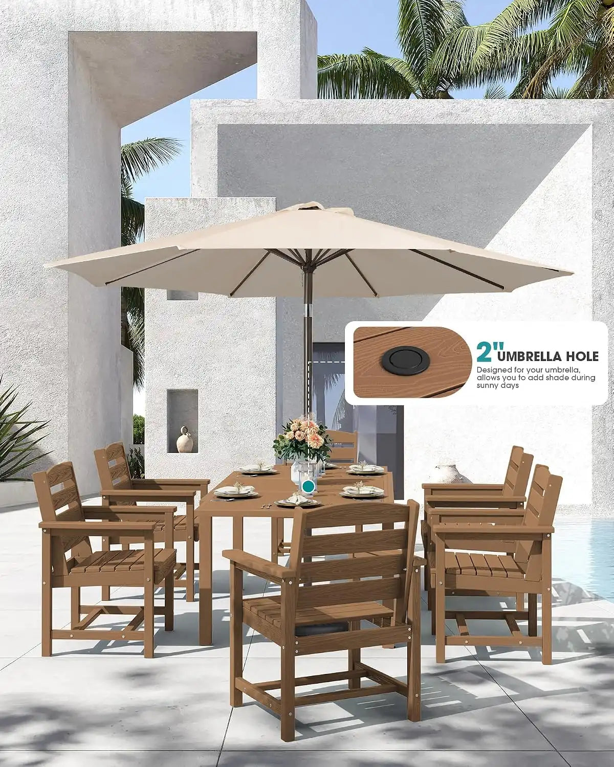 SERWALL 60" - 83" Outdoor Expandable Dining Table, Brown
