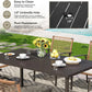 LAUSAINT HOME 7 Pieces Patio Dining Set, Outdoor Furniture Set of 6 Chairs with Soft Cushion and Iron Slats Table Top with Umbrella Hole, Conversation Set for Backyard, Garden and Poolside