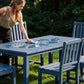 Perli™ 7-Piece Outdoor Dining Set, All-Weather HDPE Patio Table and 6 Chairs with Umbrella Hole, UV-Resistant Composite Wood Dining Furniture for Deck, Backyard, Poolside, Blue