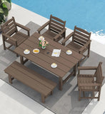 SERWALL Outdoor Dining Set, Patio Dining Set with Bench, Coffee