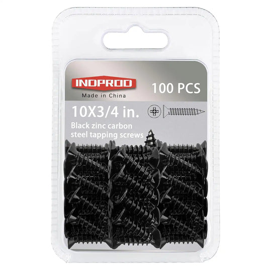 #10 X 3/4" Black Screw,Flat Head Phillips Wood Screw, Electroplating Black Carbon Steel, #10 X 3/4-Inch,100Pcs