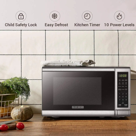 BLACK+DECKER Countertop Microwave Oven, 0.7 Cu.Ft, 700W, Stainless Steel
