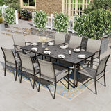HERA'S HOUSE 9pc Outdoor Patio Dining Set for 8, Textilene Chairs, Brown