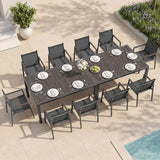Outdoor Dining Set for 10, Aluminum Patio Table and Chairs Set, 12-Piece All Weather Patio Dining Furniture Set with Umbrella Hole for Backyard, Deck, Poolside (Charcoal)