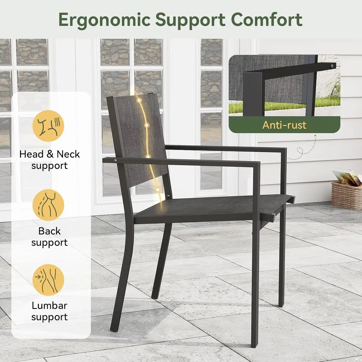 7-Piece Patio Table and Chairs Set for 6, All Weather Patio Dining Sets