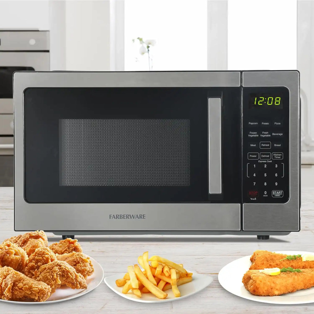 Farberware Stainless Steel Microwave Oven 0.9 cu. ft. 900 Watts, Countertop