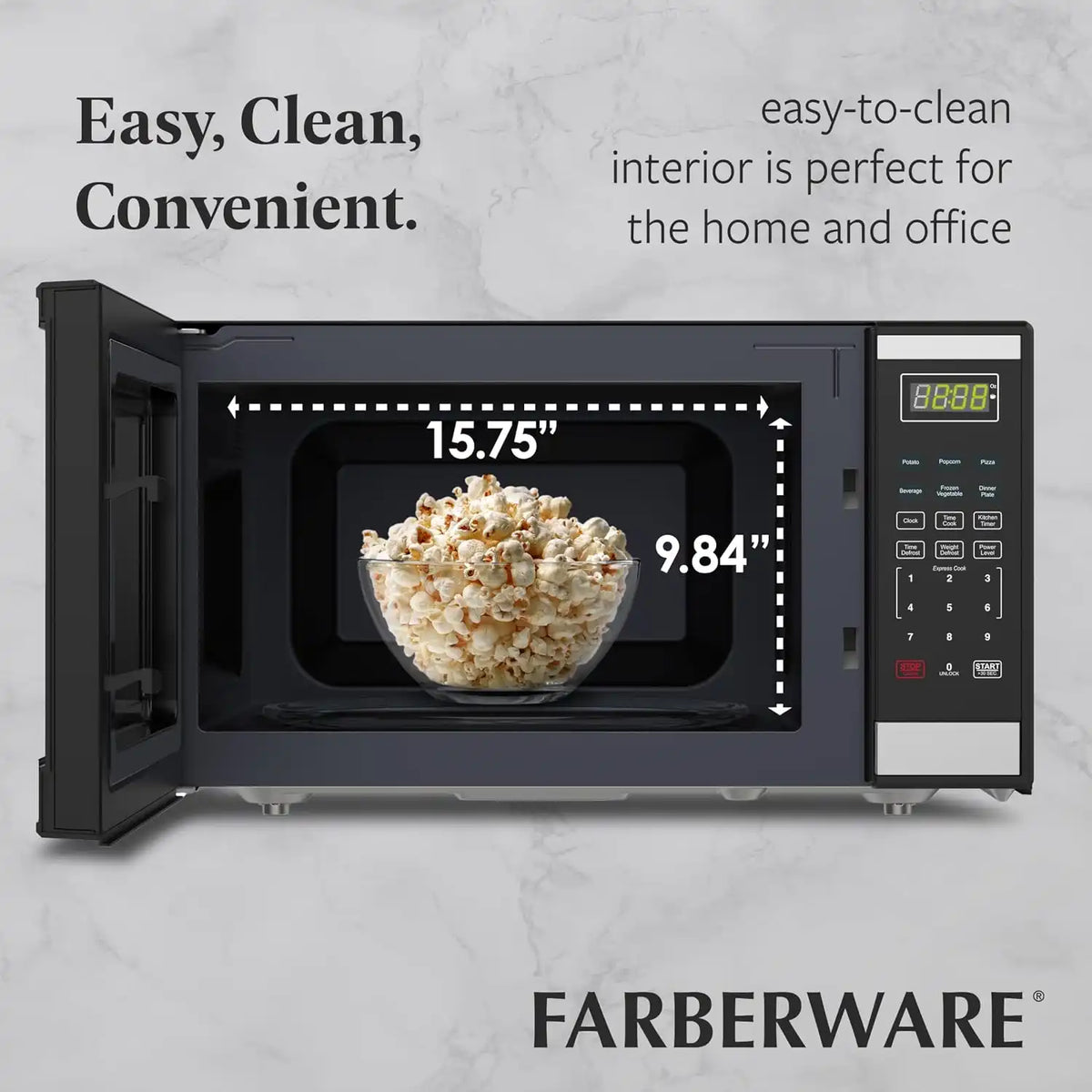 Farberware Stainless Steel Microwave Oven 1.6 Cu. Ft 1100 Watts Countertop