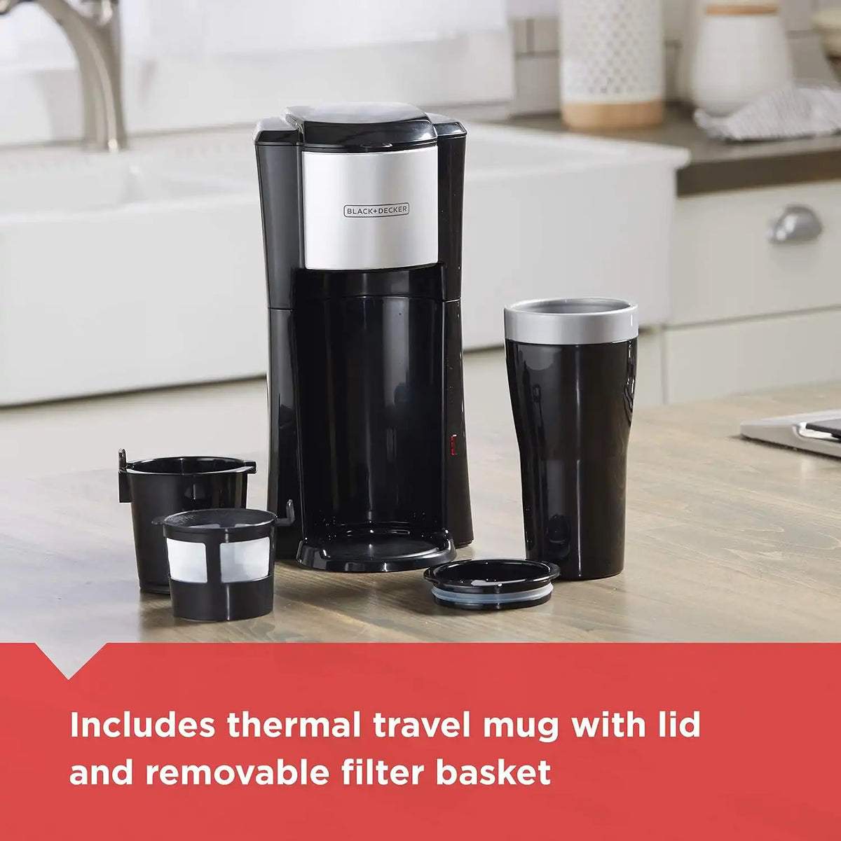 BLACK+DECKER CM618C Single Serve Coffee Maker, Black